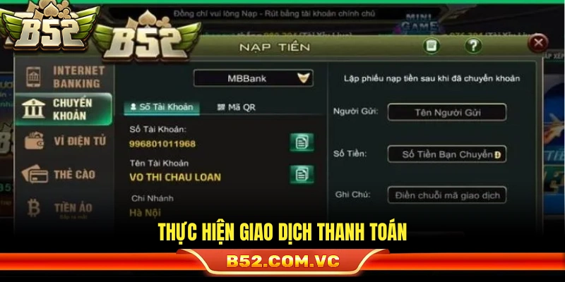 Hoàn tất các thao tác chuyển khoản